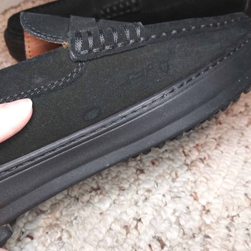 Tod's Black Suede Men's Vibram Sole Penny Loafer Style Driving Shoes - Picture 10 of 15